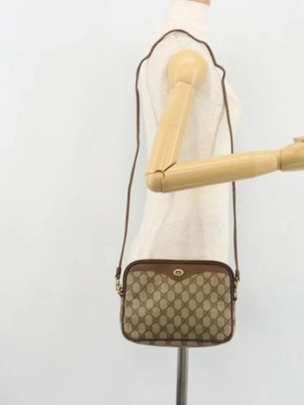 GUCCI GG Supreme Shoulder Bag PVC Beige Gold 119 02 068 Auth 182214 - Picture 14 of 16
